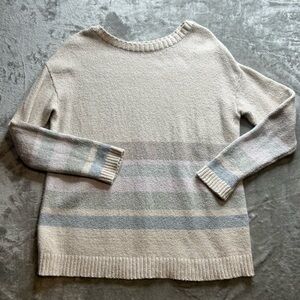 J Jill Women's Cream Striped Sweater